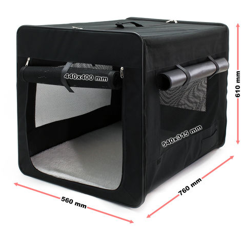 Wiltec Trasportino pieghevole nero per animali domestici, taglia L (76x56x61 cm), con cuscino