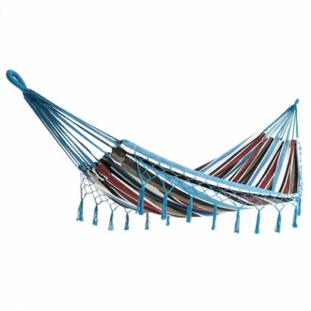 Detex Amaca da giardino capacita di carico 300kg 320x150cm traspirante frange campeggio giardino interno esterno colore a scelta Blu