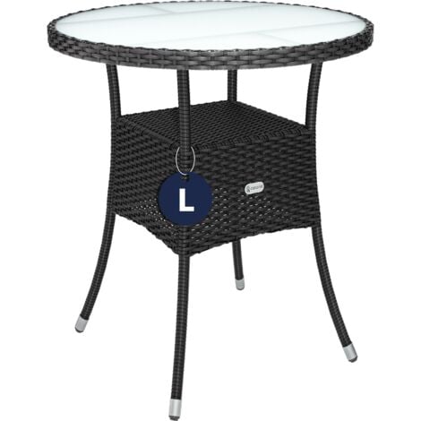 CASARIA® Tavolo Rotondo da Giardino Polyrattan 80 cm Piano in Vetro 5mm Altezza Regolabile Tavolino da Caffè Terrazza Balcone  Schwarz L (de)