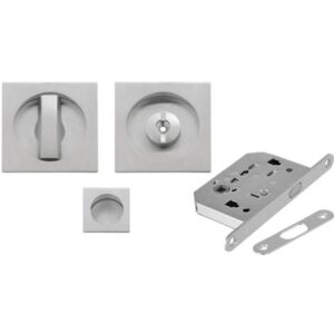 Serratura Porta Scorrevole Kit Quadro Cromo Satinato
