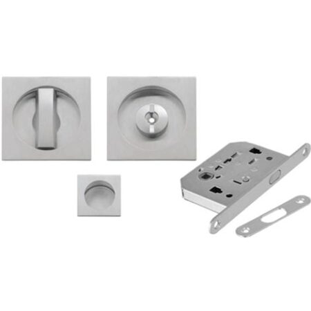 Serratura Porta Scorrevole Kit Quadro Cromo Satinato