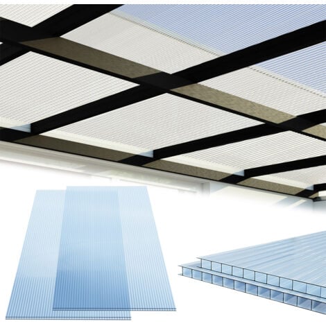 GARDEBRUK® 14x Pannelli Alveolari in Policarbonato da Giardino 60,5 x 121cm Lastra Doppia da 4 mm Copertura Trasparente per Serra