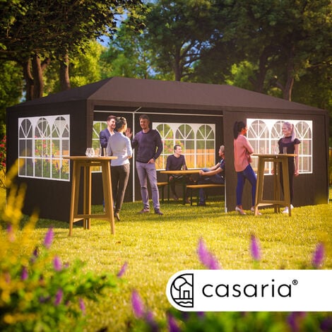 Gazebo Rimini 3x6m protezione ai raggi UV 50 18m² rivestimento idrorepellente tendone festa giardino Antracite (Protezione UV)