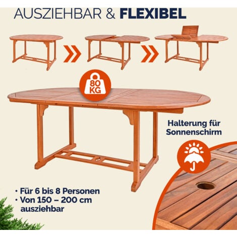 CASARIA® Set di mobili da giardino in legno 6 sedie con tavolo certificato FSC® con portaombrellone braccioli sedie pieghevoli giardino terrazza 7 pz. eucalipto