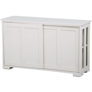 Yaheetech Credenza Buffet da Soggiorno Cucina Mobiletto Mobile TV Armadietto con 2 Ante Scorrevoli Moderno da Salotto Studio Ripiano Regolabile Avorio