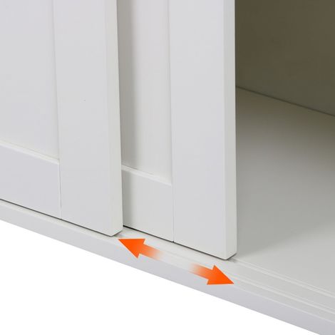 Yaheetech Credenza Buffet da Soggiorno Cucina Mobiletto Mobile TV Armadietto con 2 Ante Scorrevoli Moderno da Salotto Studio Ripiano Regolabile Avorio
