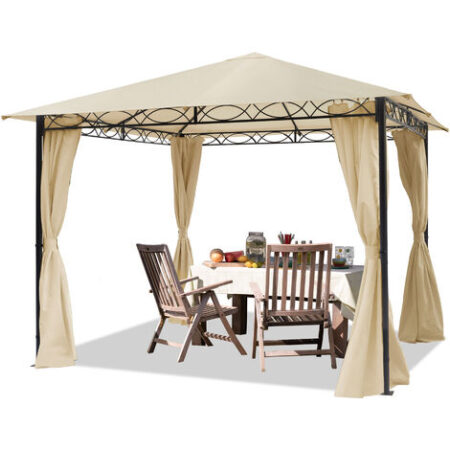 Gazebo da Giardino 3x3 m - 100% impermeabile - con 4 teli laterali - ca. 180g/m² telo del tetto color crema