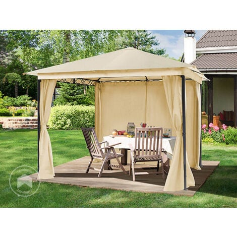 Gazebo da Giardino 3x3 m - 100% impermeabile - con 4 teli laterali - ca. 180g/m² telo del tetto color crema
