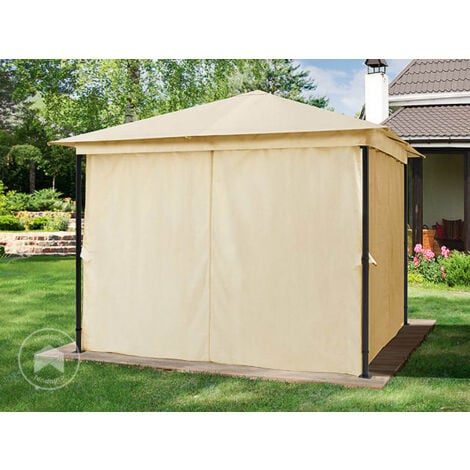 Gazebo da Giardino 3x3 m - 100% impermeabile - con 4 teli laterali - ca. 180g/m² telo del tetto color crema