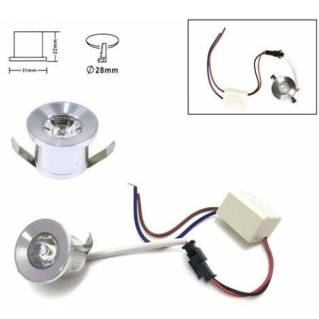1W Faretto Incasso led Puntoluce 220V Rotondo Argento 100lm  Bianco Freddo