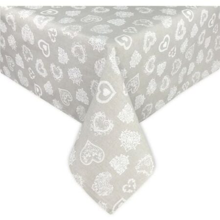 TOVAGLIA DORY tirolese CUORE BIANCO in cotone Cm. 140x140 x4 persone
