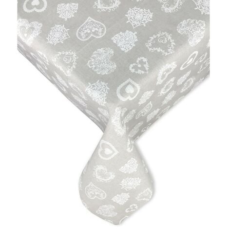 TOVAGLIA DORY tirolese CUORE BIANCO in cotone Cm. 140x140 x4 persone