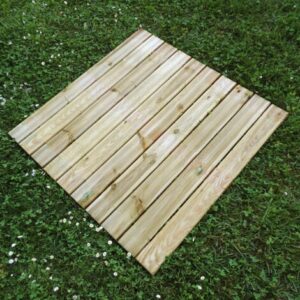 Onlywood Piastrelle in legno da esterno STRONG 100x100x3,8 cm – Pino Impregnato in Autoclave
