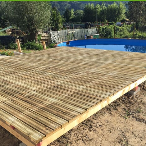 Onlywood Piastrelle in legno da esterno STRONG 100x100x3,8 cm - Pino Impregnato in Autoclave
