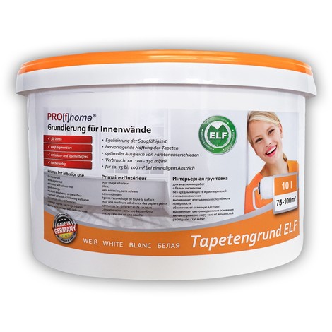 Primer speciale PROFHOME imprimitura per interni per carta da parati e TNT colore bianco 10 l max. 100 m2