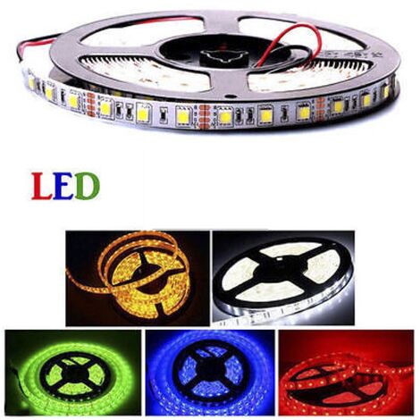 STRISCIA LED SMD 5050 300 LED 5M 5 METRI 12V IP66 ADESIVA BOBINA LED FLESSIBILE VARI COLORI - Verde - Colore: Rosso