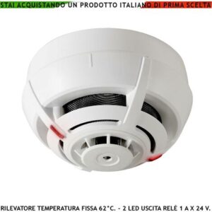 SENSORE TEMPERATURA SOGLIA FISSA 62° C IMPIANTO ALLARME ANTINCENDIO RILEVATORE TERMOVELOCIMETRICO USCITA RELÈ E STATO 14 MA