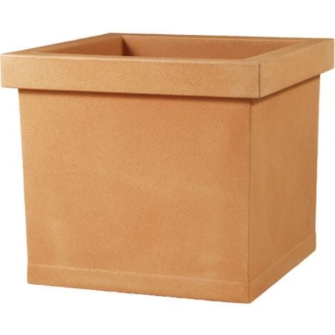 Vaso Quadrato ''Liscio Classic'' per fiori e piante da giardino -40 cm / Anticato