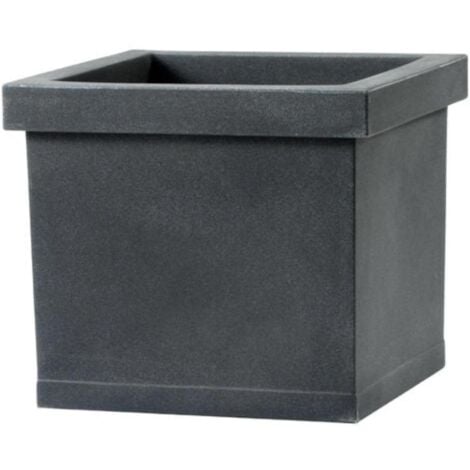Vaso Quadrato ''Liscio Classic'' per fiori e piante da giardino -40 cm / Anticato