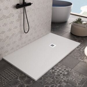 Piatto doccia bianco in marmoresina con griglia inox e piletta gratis – star plus, misura 90×120