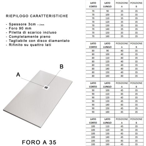 Piatto doccia bianco in marmoresina con griglia inox e piletta gratis - star plus, misura 90x120