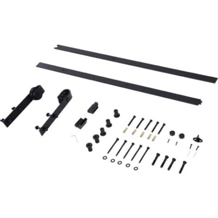 HOMCOM Kit Binario e Rulli per Porta Scorrevole in Acciaio Nero