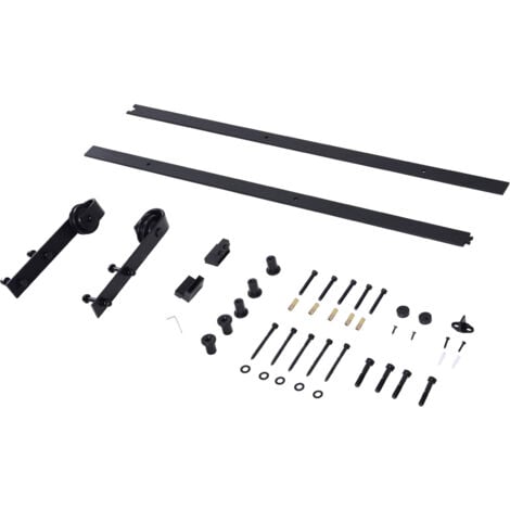 HOMCOM Kit Binario e Rulli per Porta Scorrevole in Acciaio Nero