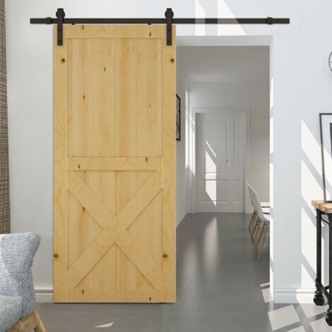 HOMCOM Kit Binario e Rulli per Porta Scorrevole in Acciaio Nero