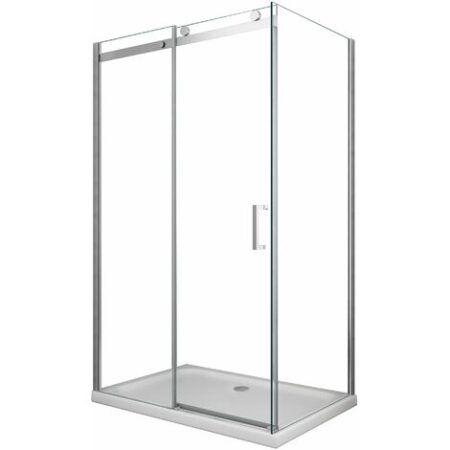 Box doccia 8 MM a 2 lati parete fissa laterale + porta scorrevole reversibile altezza 190 cm 80x140