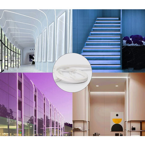 Striscia LED Neon 5m Tubo Flessibile Luminoso 120LED Strip Bobina Bianco Freddo