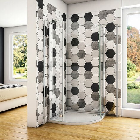 Box Doccia Semicircolare alta 195 cm Doppia Porta Battente Saloon Vetro Temperato Easyclean 6 mm Barra Stabilizzatrice e Telai In Cromo Lucido 90x90 cm