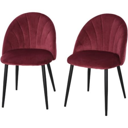 HOMCOM Set 2 Sedie per Sala da Pranzo Imbottite Design Nordico Velluto