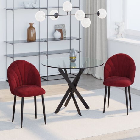 HOMCOM Set 2 Sedie per Sala da Pranzo Imbottite Design Nordico Velluto