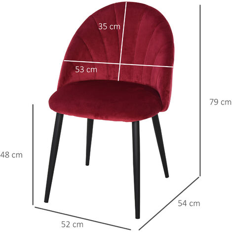 HOMCOM Set 2 Sedie per Sala da Pranzo Imbottite Design Nordico Velluto