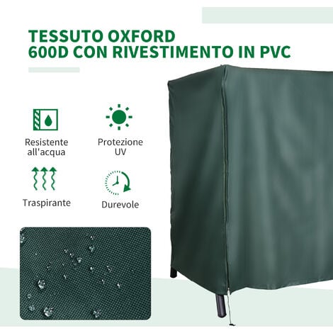 Outsunny Telo per Dondolo Tessuto Oxford Rivestito in PVC 205x124x164cm