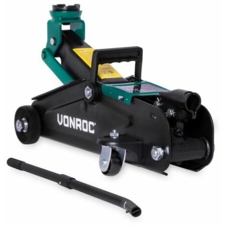VONROC Cric per autoMartinetto 2000kg. Altezza massima 33cm. Incluso manico di sollevamento