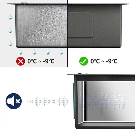 Auralum Lavello da Cucina 1 vasca in Acciaio Inox Spazzolato con 300ml Dispenser Sapone 55x45 cm Lavandino Cucina da Incasso con Troppopieno Senza Piombo Protezione Ambientale