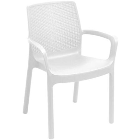 Dmora Sedia da esterno Torino, Seduta da giardino, Sedia per tavolo da pranzo, Poltrona outdoor effetto rattan, 100 % Made in Italy, Cm 54x60h82, Bianco, con imballo rinforzato