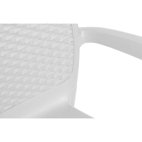 Dmora Sedia da esterno Torino, Seduta da giardino, Sedia per tavolo da pranzo, Poltrona outdoor effetto rattan, 100 % Made in Italy, Cm 54x60h82, Bianco, con imballo rinforzato