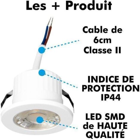 Mini spot da incasso LED 1W IP54 + 3 Bezel  Température de Couleur: Bianco neutro 4000K