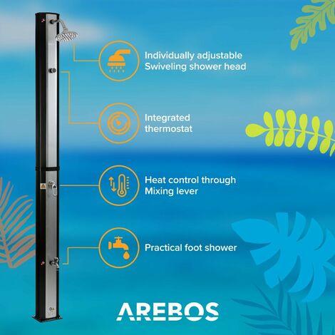 AREBOS Doccia Solare Doccia Giardino Doccia Piscina Esterna con Termometro 35 L