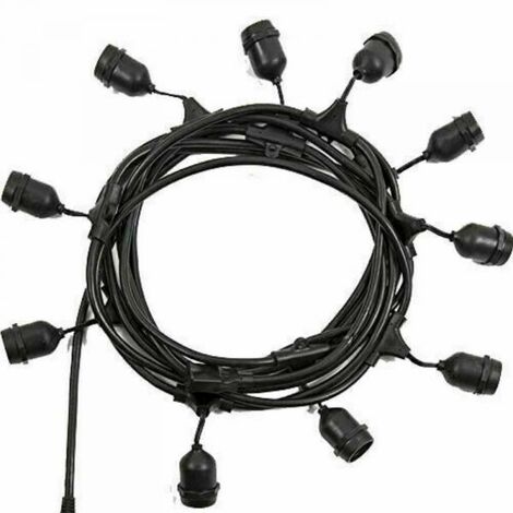 CATENA CORDONIERA LUMINOSA PER ESTERNO 10 METRI 10 LAMPADINE E27 CATENARIA