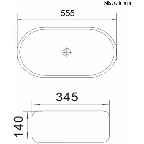 Ciotola da appoggio in ceramica ovale 55,5x34,5 cm bianco lucido