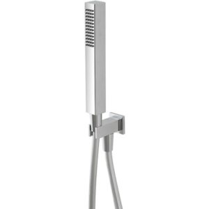 Set doccia cromo con doccetta quadrata presa acqua e flessibile