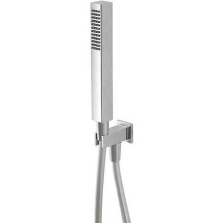 Set doccia cromo con doccetta quadrata presa acqua e flessibile