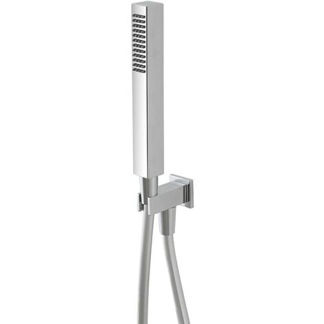 Set doccia cromo con doccetta quadrata presa acqua e flessibile
