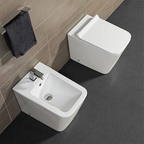 Sanitari filomuro Rimless serie Malaga completo di sedile rallenty