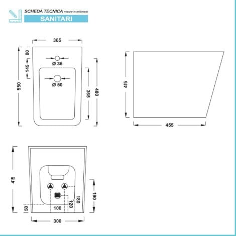 Sanitari filomuro Rimless serie Malaga completo di sedile rallenty