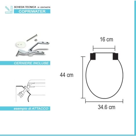 Copriwater serie Conca colore Bianco Ideal Standard legno rivestito e cerniere in acciaio