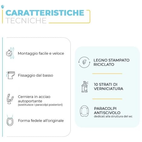 Copriwater serie Conca colore Bianco Ideal Standard legno rivestito e cerniere in acciaio